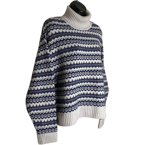 Jumper 1234 Sweater Womens M 2 Turtleneck Fair Isle Cashmere Wool Oversized Boxy - Picture 2 of 13